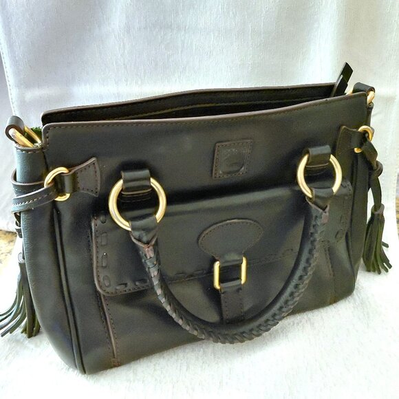 My First Dooney & Bourke Florentine Bag : r/handbags Dooney & Bourke NWOT Florentine Leather Whipstitch Satchel - Black & Gold